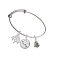 thumbnail image 1 of Delight Jewelry Silvertone Antiqued Christmas Tree Silvertone Let Things Go Tree Charm Bangle Bracelet, 1 of 4