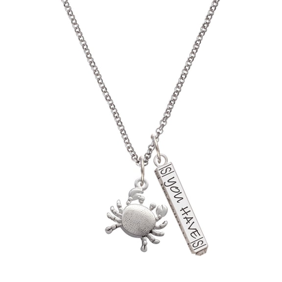 Delight Jewelry Silvertone Antiqued Crab Silvertone Live the Life You Have Imagined Bar Charm Necklace, 23"