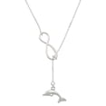 thumbnail image 1 of Delight Jewelry Silvertone Antiqued Dolphin Silver tone Elegant Infinity Lariat Necklace, 1 of 4
