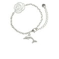 thumbnail image 1 of Delight Jewelry Silvertone Antiqued Dolphin Silver-tone Flower Link Chain Bracelet, 6.75"+2" Extender, 1 of 4