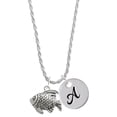 thumbnail image 1 of Delight Jewelry Silvertone Antiqued Fish Silvertone Script Initial Disc - A - Charm Necklace, 20"+3", 1 of 4