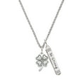 thumbnail image 1 of Delight Jewelry Silvertone Antiqued Four Leaf Clover Silvertone Be Strong and Courageous Bar Charm Necklace, 23", 1 of 4