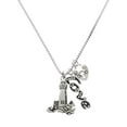 thumbnail image 1 of Delight Jewelry Silvertone Antiqued Lighthouse - Love and Lock Charm Necklace, 18"+1", 1 of 4