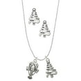 thumbnail image 1 of Delight Jewelry Silvertone Antiqued Lobster Silver tone Zig Zag Christmas Tree Charm Necklace and Stud Earrings, 1 of 4