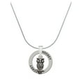 thumbnail image 1 of Delight Jewelry Silvertone Antiqued Owl with Clear Crystal Eyes Hockey Ring Charm Necklace, 18", 1 of 4
