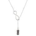thumbnail image 1 of Delight Jewelry Silvertone Antiqued Owl with Clear Crystal Eyes Silver tone Elegant Infinity Lariat Necklace, 1 of 4