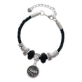 thumbnail image 1 of Delight Jewelry Silvertone Antiqued Round Seal - Faith Aunt Celtic Knot Leather Bead Bracelet, 7"+2" Extender, 1 of 4