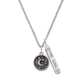 thumbnail image 1 of Delight Jewelry Silvertone Antiqued Round Seal - Initial - C - Silvertone Hope Anchors the Soul Bar Charm Necklace, 23", 1 of 4