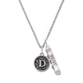 thumbnail image 1 of Delight Jewelry Silvertone Antiqued Round Seal - Initial - D - Silvertone Best Friends Forever Bar Charm Necklace, 23", 1 of 4