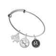 thumbnail image 1 of Delight Jewelry Silvertone Antiqued Round Seal - Initial - H - Silvertone Let Things Go Tree Charm Bangle Bracelet, 1 of 4