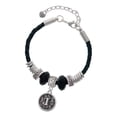 thumbnail image 1 of Delight Jewelry Silvertone Antiqued Round Seal - Initial - I - Aunt Celtic Knot Leather Bead Bracelet, 7"+2" Extender, 1 of 4