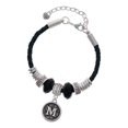 thumbnail image 1 of Delight Jewelry Silvertone Antiqued Round Seal - Initial - M - Granddaughter Celtic Knot Leather Bead Bracelet, 7"+2" Extender, 1 of 4