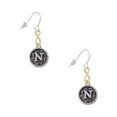 thumbnail image 1 of Delight Jewelry Silvertone Antiqued Round Seal - Initial - N - Gold Tone Infinity French Earrings, 1 of 4