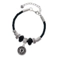thumbnail image 1 of Delight Jewelry Silvertone Antiqued Round Seal - Initial - O - Grandmother Celtic Knot Leather Bead Bracelet, 7"+2" Extender, 1 of 4