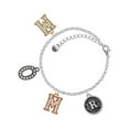 thumbnail image 1 of Delight Jewelry Silvertone Antiqued Round Seal - Initial - R - Multi-Colored Crystal Mom Charm Bracelet, 1 of 1