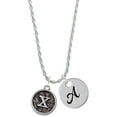 thumbnail image 1 of Delight Jewelry Silvertone Antiqued Round Seal - Initial - X - Silvertone Script Initial Disc - A - Charm Necklace, 20"+3", 1 of 4