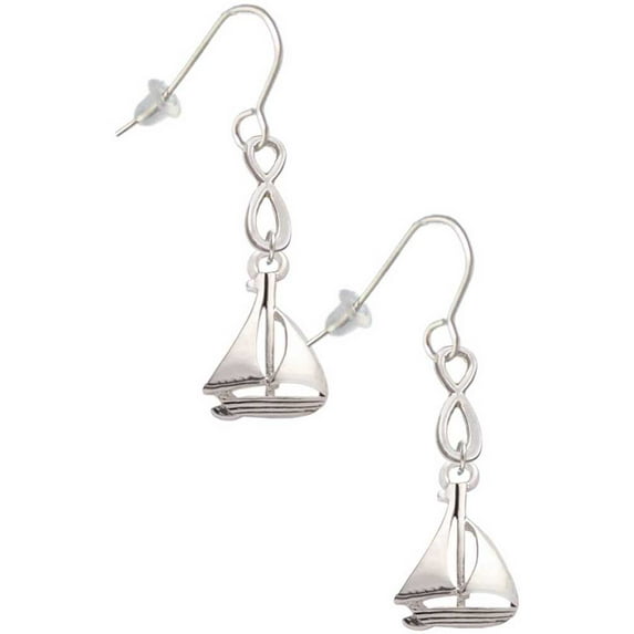 Delight Jewelry Silvertone Antiqued Sailboat Silver tone Infinity French Earrings