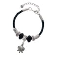 thumbnail image 1 of Delight Jewelry Silvertone Antiqued Sea Turtle Daughter Celtic Knot Leather Bead Bracelet, 7"+2" Extender, 1 of 4