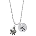 thumbnail image 1 of Delight Jewelry Silvertone Antiqued Sea Turtle Silvertone Script Initial Disc - X - Charm Necklace, 20"+3", 1 of 1