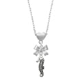 thumbnail image 1 of Delight Jewelry Silvertone Antiqued Seahorse Silver tone Bow Heart Necklace, 1 of 4