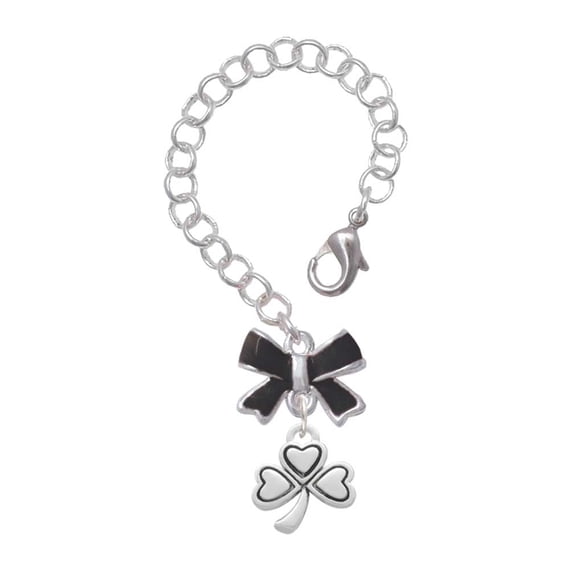 Delight Jewelry Silvertone Antiqued Shamrock - Silvertone Black Bow Charm Accessory for Tumblers and Thermal Cups