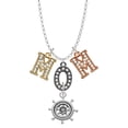 thumbnail image 1 of Delight Jewelry Silvertone Antiqued Ship Wheel Multi-Colored Crystal Mom Charm Necklace, 1 of 5