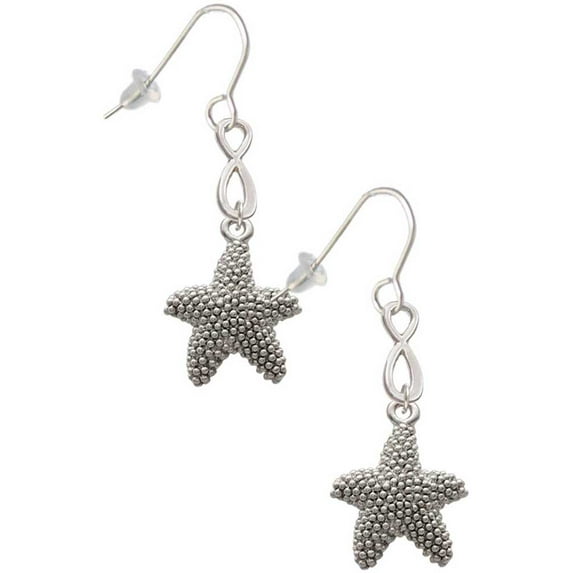 Delight Jewelry Silvertone Antiqued Starfish Silver tone Infinity French Earrings