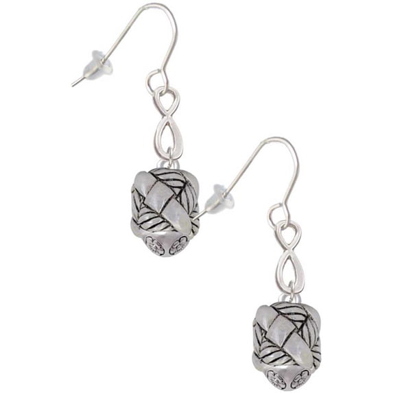 Delight Jewelry Silvertone Antiqued Woven Rope Spinner Silver tone Infinity French Earrings