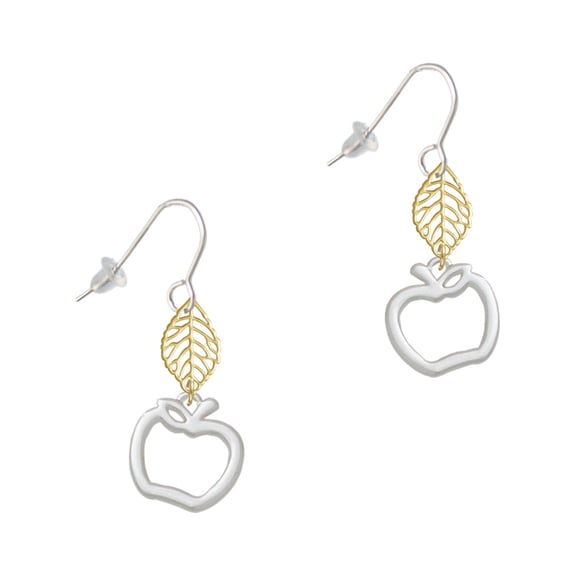 Delight Jewelry Silvertone Apple Outline Goldtone Leaf French Earrings