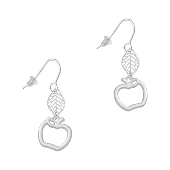 Delight Jewelry Silvertone Apple Outline Silvertone Leaf French Earrings