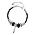 thumbnail image 1 of Delight Jewelry Silvertone Army Mother Celtic Knot Leather Bead Bracelet, 7"+2" Extender, 1 of 1