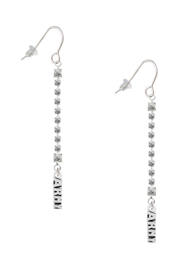 Silvertone Army - Silver-tone Long Sparkle Dangle French Earrings
