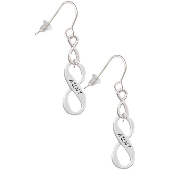 Delight Jewelry Silvertone Aunt Infinity Sign Silver tone Infinity French Earrings