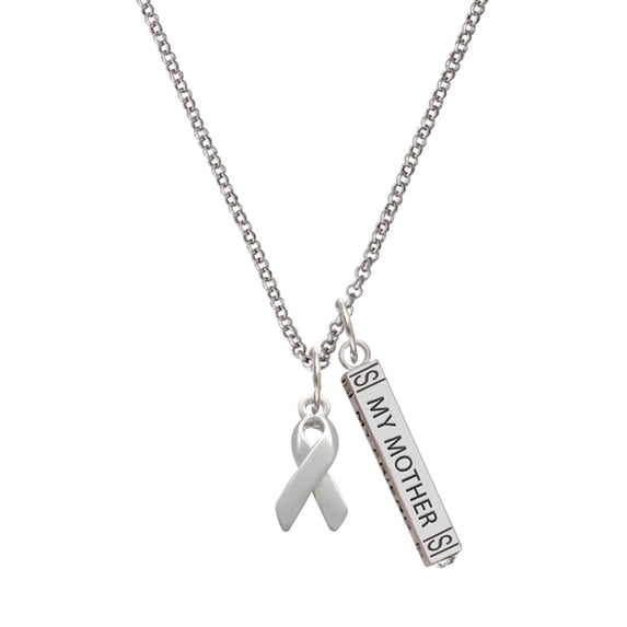 Delight Jewelry Silvertone Awareness Ribbon Silvertone Always My Mother Bar Charm Necklace, 23"