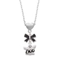 thumbnail image 1 of Delight Jewelry Silvertone BOO Ghost Black Bow Heart Necklace, 1 of 4