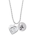 thumbnail image 1 of Delight Jewelry Silvertone Baby Feet Heart Locket Silvertone Script Initial Disc - A - Charm Necklace, 20"+3", 1 of 4