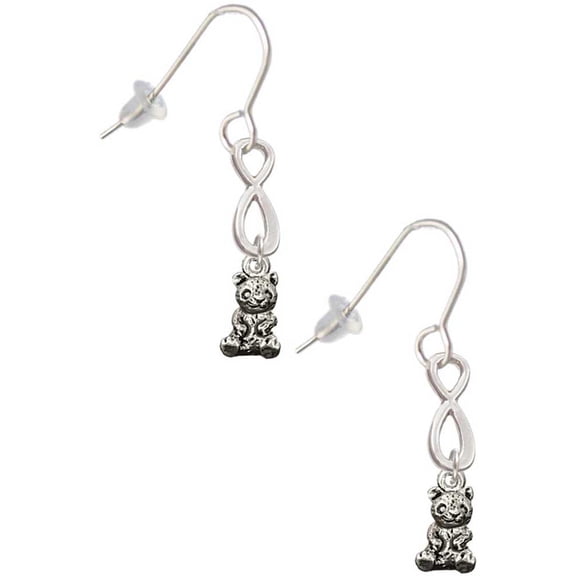 Delight Jewelry Silvertone Baby Panda Bear Sitting Silver tone Infinity French Earrings