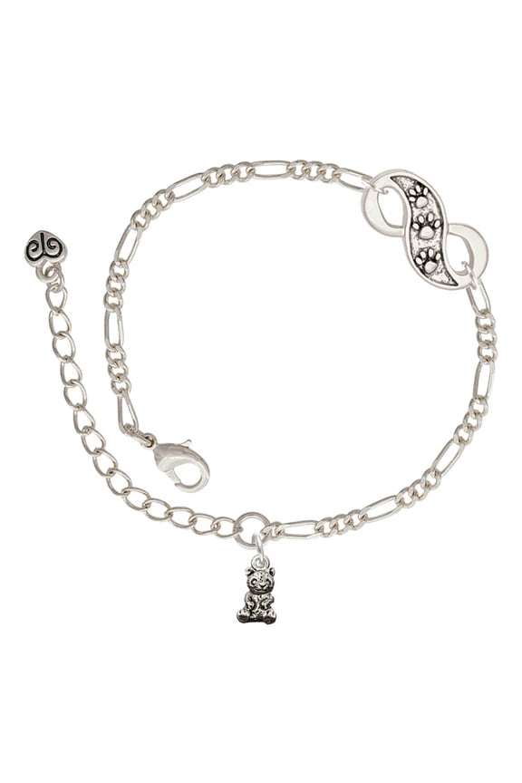 Silvertone Baby Panda Bear Sitting Silver-tone Paw Infinity Link Chain Bracelet, 6"+2" Extender