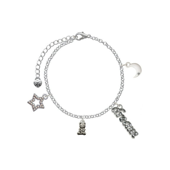 Delight Jewelry Silvertone Baby Panda Bear Sitting Silvertone Dream Big Charm Bracelet, 7.5+2" Extender
