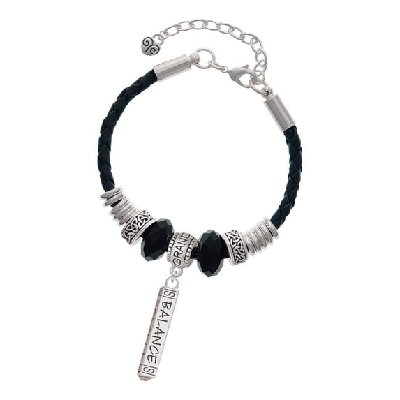Delight Jewelry Silvertone Balance Bar Granddaughter Celtic Knot Leather Bead Bracelet, 7"+2" Extender