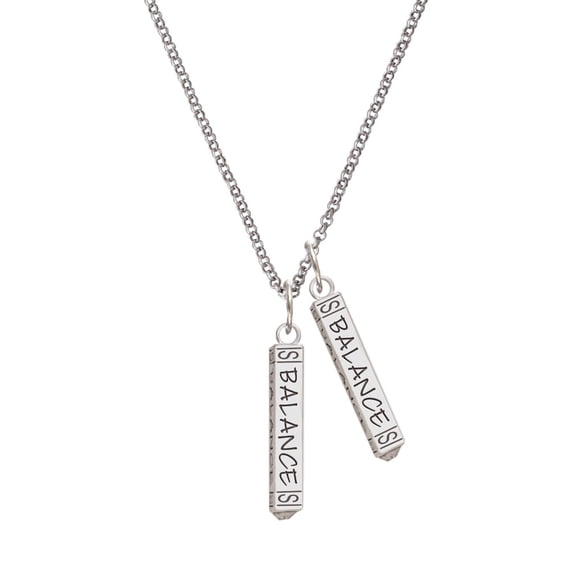Delight Jewelry Silvertone Balance Bar Silvertone Balance Bar Charm Necklace, 23"