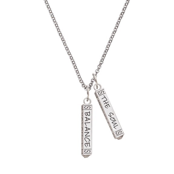 Delight Jewelry Silvertone Balance Bar Silvertone Hope Anchors the Soul Bar Charm Necklace, 23"