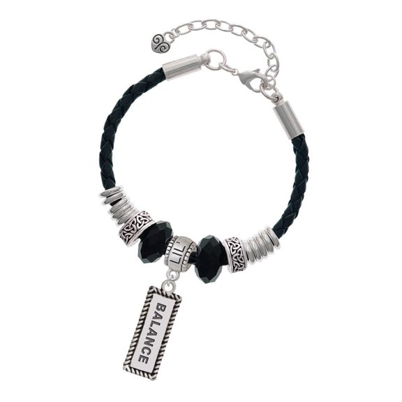 Delight Jewelry Silvertone Balance Sister Celtic Knot Leather Bead Bracelet, 7"+2" Extender