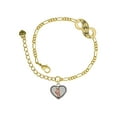 thumbnail image 1 of Delight Jewelry Silvertone Ballet Shoe in Heart Gold-tone Paw Infinity Link Chain Bracelet, 6"+2" Extender, 1 of 3