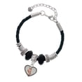 thumbnail image 1 of Delight Jewelry Silvertone Ballet Shoe in Heart Middle Sister Celtic Knot Leather Bead Bracelet, 7"+2" Extender, 1 of 4
