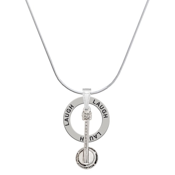 Delight Jewelry Silvertone Banjo Laugh Ring Charm Necklace, 18"