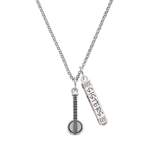 Delight Jewelry Silvertone Banjo Silvertone Sisters Best Friends Forever Bar Charm Necklace, 23"
