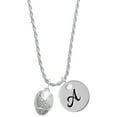 thumbnail image 1 of Delight Jewelry Silvertone Barrel with AB Clear Crystal Stars Spinner Silvertone Script Initial Disc - A - Charm Necklace, 20"+3", 1 of 4