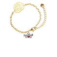 thumbnail image 1 of Delight Jewelry Silvertone Basketball Mom with Red Heart Gold-tone Flower Link Chain Bracelet, 6.75"+2" Extender, 1 of 4