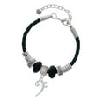 thumbnail image 1 of Delight Jewelry Silvertone Bass Clef Mom Celtic Knot Leather Bead Bracelet, 7"+2" Extender, 1 of 4